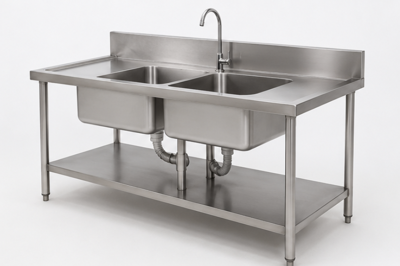 Double Sink Table Stainless Steel
